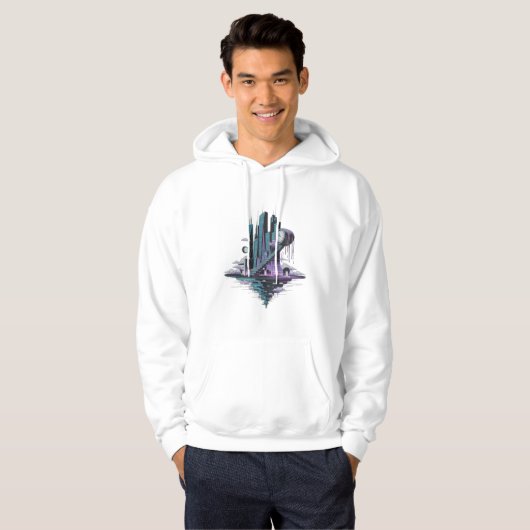 Surrealistische skylines hoodie (Voorkant volledig)