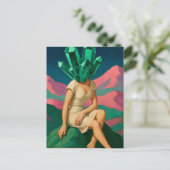 Surrealistische Smaragdkristallen Vrouw Briefkaart (Staand voorkant)