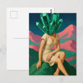 Surrealistische Smaragdkristallen Vrouw Briefkaart (Voorkant / Achterkant)