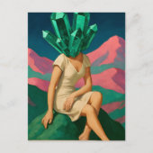 Surrealistische Smaragdkristallen Vrouw Briefkaart (Voorkant)