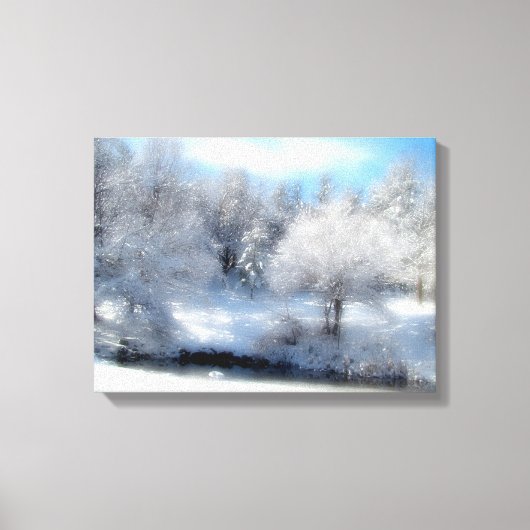 Surrealistische sneeuw met pluizige witte winterbo canvas afdruk (Voorkant)