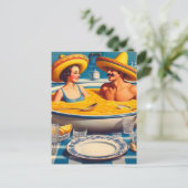Surrealistische soep hot tub briefkaart (Staand voorkant)