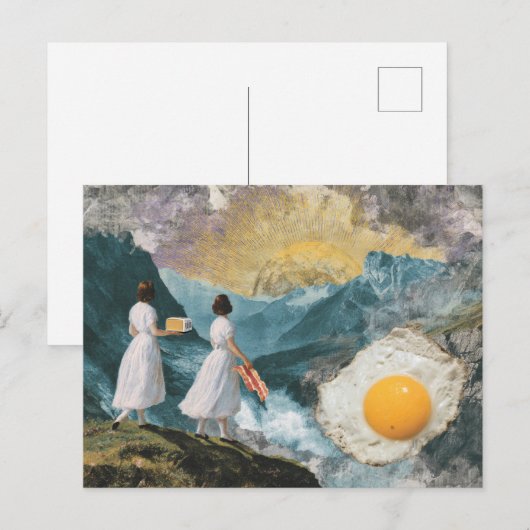 Surrealistische spek en eieren in de bergen briefkaart (Voorkant / Achterkant)