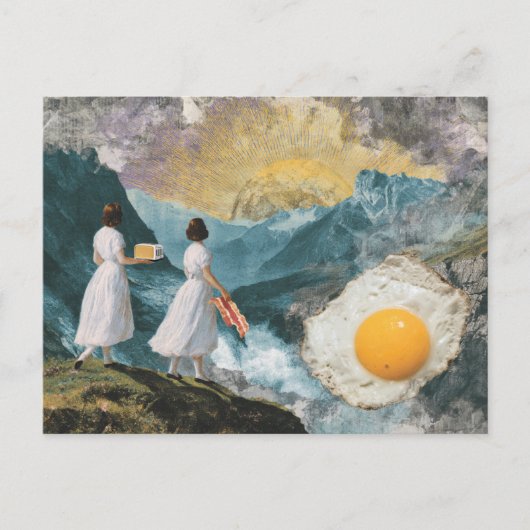Surrealistische spek en eieren in de bergen briefkaart (Voorkant)