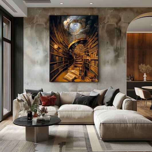 Surrealistische Spiraal Bibliotheek met Eindeloze Poster