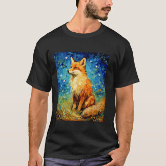 Surrealistische Sterrennacht esthetische Fox T-Shi T-shirt