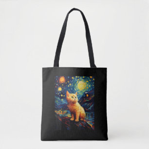 Surrealistische Sterrennacht Munchkin Cat Tote Bag