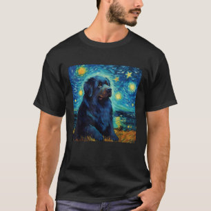 Surrealistische sterrennacht Newfoundland-hond T-shirt