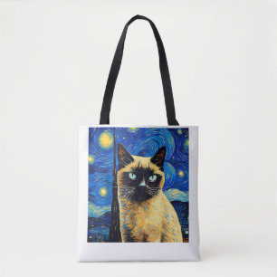 Surrealistische Sterrennacht Siamese Cat_1 Tote Bag