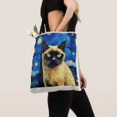 Surrealistische Sterrennacht Siamese Cat_1 Tote Bag (Dichtbij)