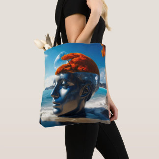 Surrealistische strandscènes tote bag