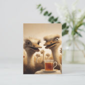 Surrealistische Struisvogel Theetijd Briefkaart (Staand voorkant)