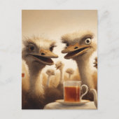 Surrealistische Struisvogel Theetijd Briefkaart (Voorkant)