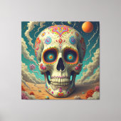 Surrealistische suikerschedel canvas afdruk (Voorkant)