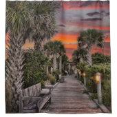 Surrealistische Sunset Beach Boardwalk Douchegordijn (Voorkant)