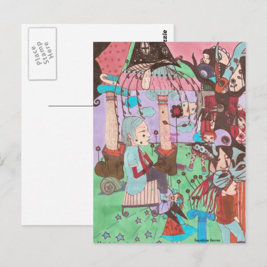 surrealistische tekening door faustine , briefkaar briefkaart (Voorkant / Achterkant)