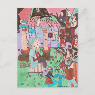 surrealistische tekening door faustine , briefkaar briefkaart