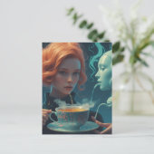 Surrealistische thee briefkaart (Staand voorkant)