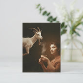 Surrealistische thee met de witte geit briefkaart (Staand voorkant)