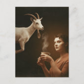 Surrealistische thee met de witte geit briefkaart (Voorkant)