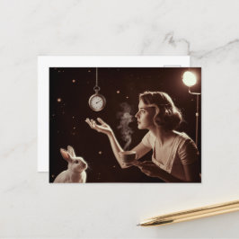 Surrealistische thee met het konijn briefkaart