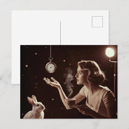 Surrealistische thee met het konijn briefkaart (Voorkant / Achterkant)