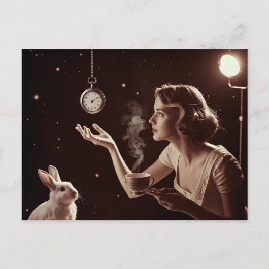 Surrealistische thee met het konijn briefkaart (Voorkant)