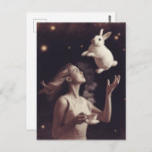 Surrealistische thee met het witte konijn briefkaart (Voorkant / Achterkant)