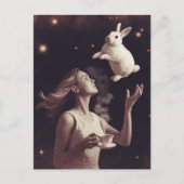 Surrealistische thee met het witte konijn briefkaart (Voorkant)