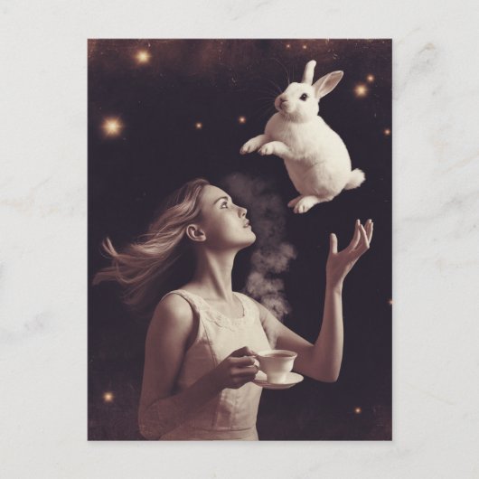 Surrealistische thee met het witte konijn briefkaart (Voorkant)