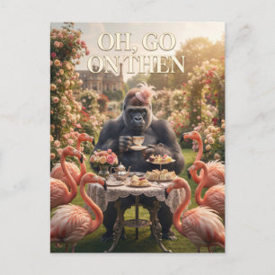 Surrealistische Theepartij: Gorilla met Hoed en Fl Briefkaart