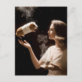 Surrealistische theetijd magisch cavia briefkaart