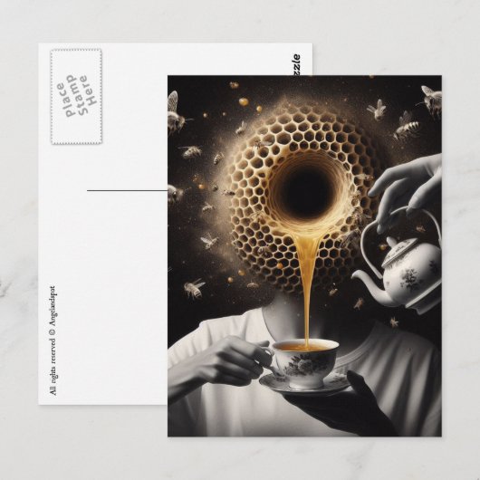 Surrealistische theetijd met bijen briefkaart (Voorkant / Achterkant)