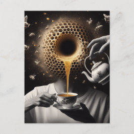 Surrealistische theetijd met bijen briefkaart