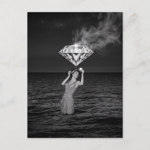 Surrealistische theetijd met diamant zwart en wit briefkaart