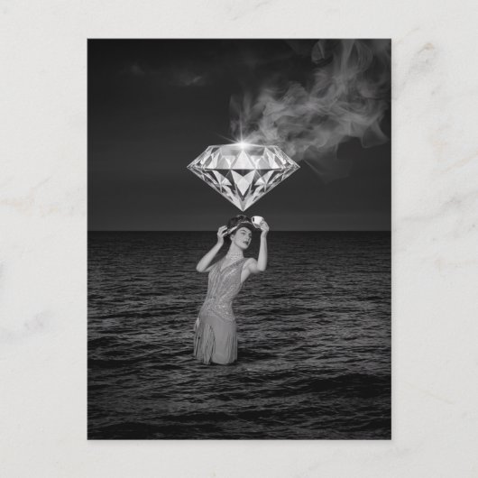 Surrealistische theetijd met diamant zwart en wit briefkaart (Voorkant)