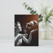 Surrealistische theetijd Sepia Guinee Pig Briefkaart (Staand voorkant)