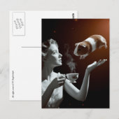 Surrealistische theetijd Sepia Guinee Pig Briefkaart (Voorkant / Achterkant)