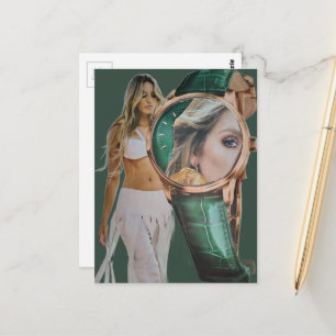 Surrealistische tijd voor damesmodecollage briefkaart