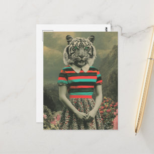 Surrealistische Tijger in Menselijke Kleding Briefkaart