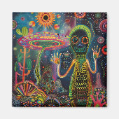 Surrealistische Trippy Whimsical Psychedelic Flowe Magneet (Voorkant)