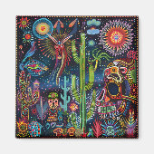 Surrealistische Trippy Whimsical Psychedelic Flowe Magneet (Voorkant)