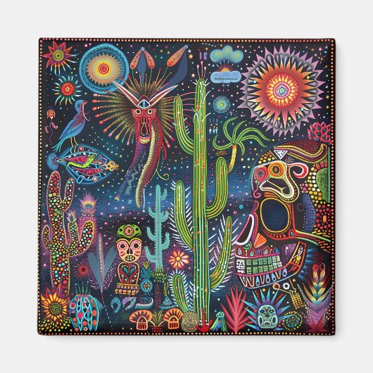 Surrealistische Trippy Whimsical Psychedelic Flowe Magneet (Voorkant)