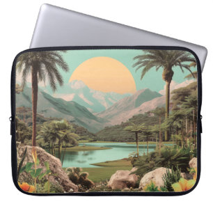 Surrealistische Tropische Meer Met Palmbomen Laptop Sleeve