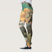 Surrealistische Tropische Vallei Met Palmbomen Leggings (Links)