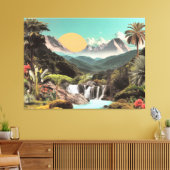 Surrealistische Tropische Vallei Met Watervallen Canvas Afdruk (Insitu (Woonkamer))