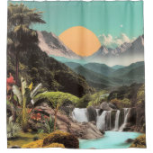 Surrealistische Tropische Vallei Met Watervallen Douchegordijn (Voorkant)