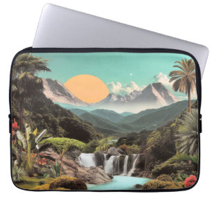 Surrealistische Tropische Vallei Met Watervallen Laptop Sleeve