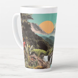 Surrealistische Tropische Vallei Met Watervallen Latte Mok