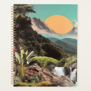 Surrealistische Tropische Vallei Met Watervallen Planner